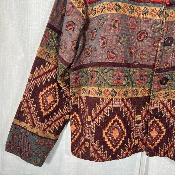 Vintage Monterey Bay Southwestern Aztec Paisley Tapestry Jacket - Picture 5 of 8